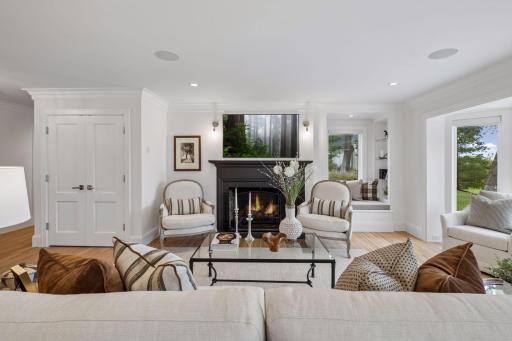 Stylish gas fireplace in the living room