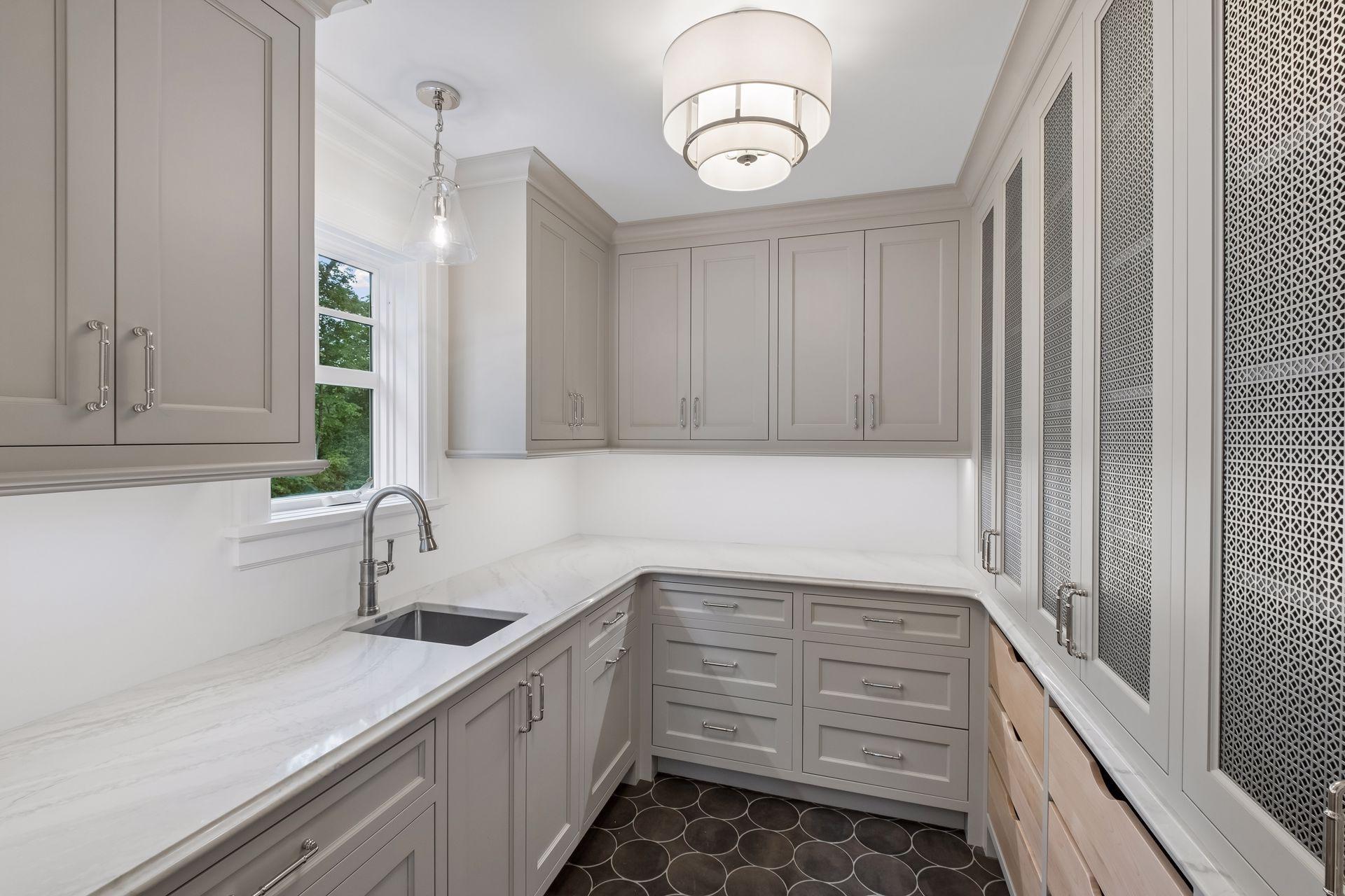 New walk-in pantry with sink and plenty of storage