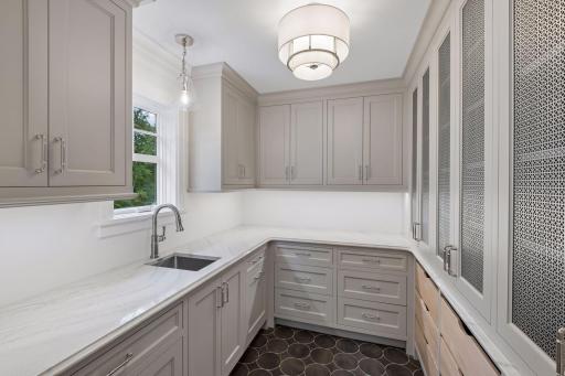 New walk-in pantry with sink and plenty of storage