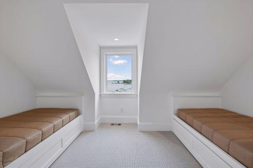 Third bedroom is located on the upper level with views of Lake Minnetonka