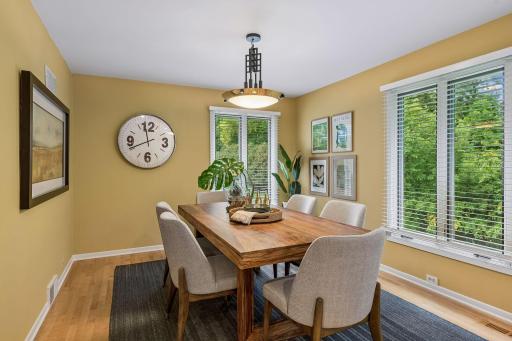 Separate dining with plenty of space to extend for larger gatherings.
