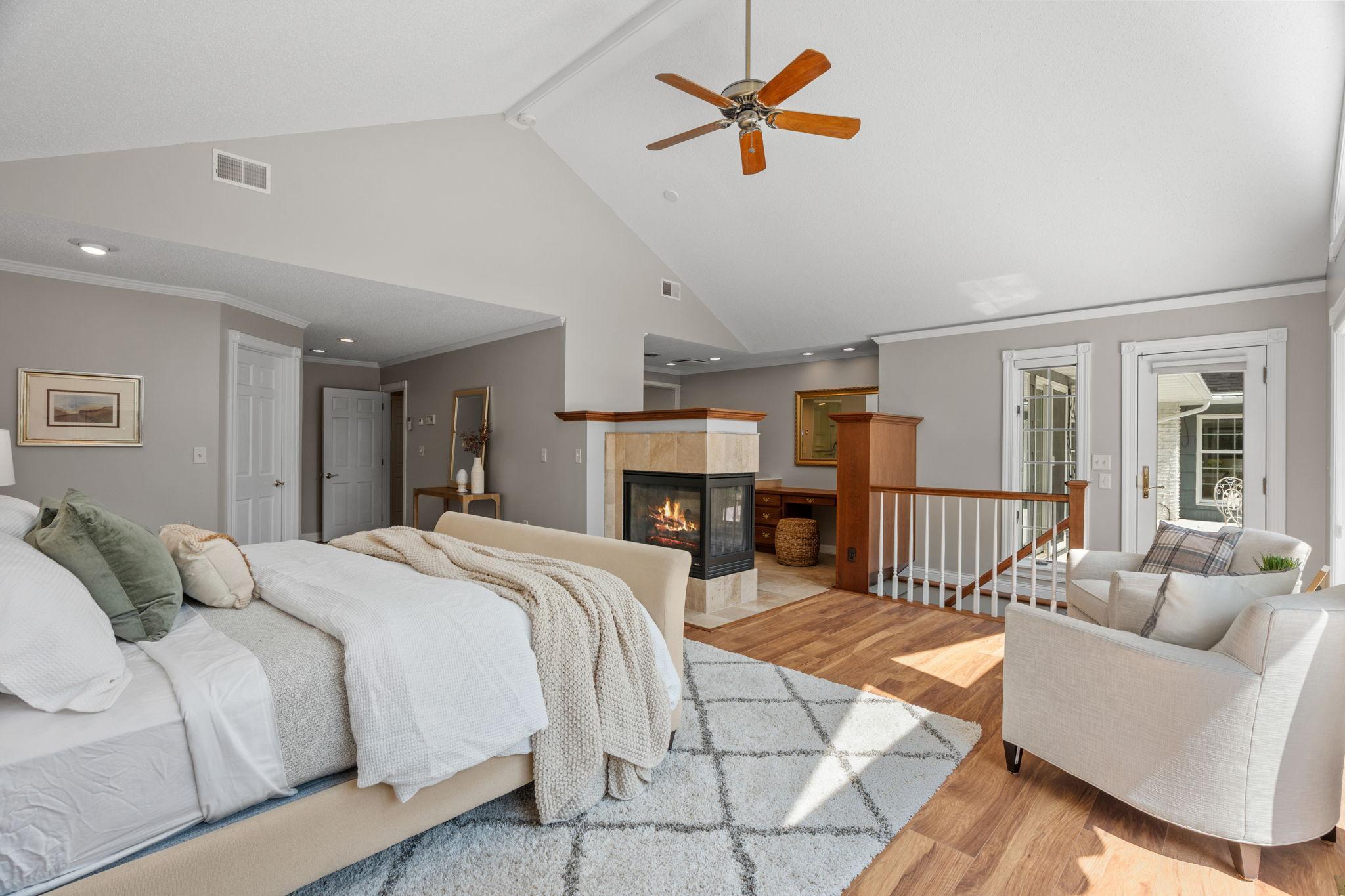 View of the primary bedroom and private bath