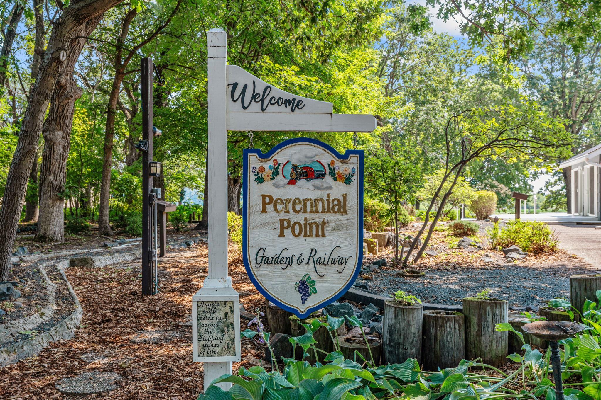 The magical grounds at this property have a history of beautiful gardens and model railroad pathways.
