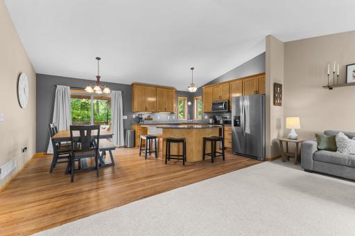 Hardwood Flooring through Kitchen and Dining Room