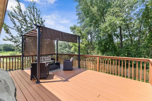 Freshly painted deck overlooking natural beauty