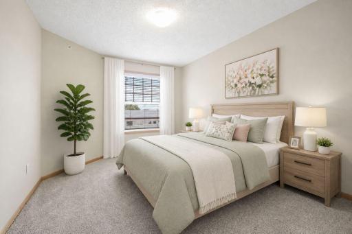 Second upper-level bedroom with fabulous southern lighting - virtually staged.