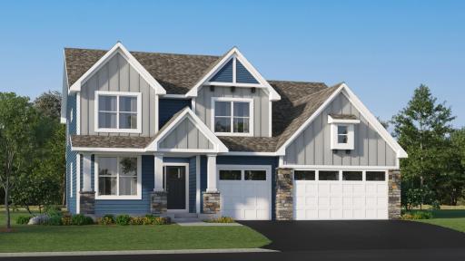 (Exterior rendering, actual home's finishes will vary.)