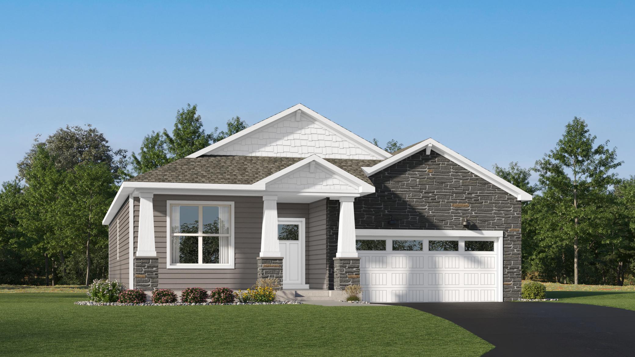 (Exterior rendering, actual home's finishes will vary.)