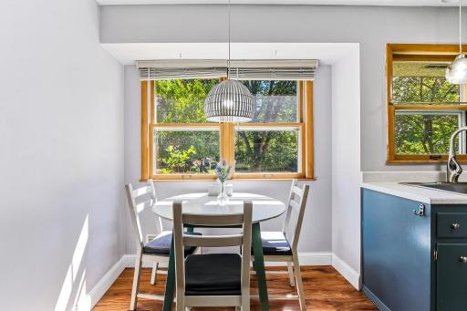 Scandinavian-style light fixture makes this space so cozy.