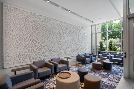 Freshly renovated lobby for guests and community events