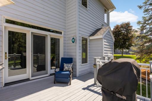 Peaceful and quiet with a great mix of sun and shade on this spacious deck.
