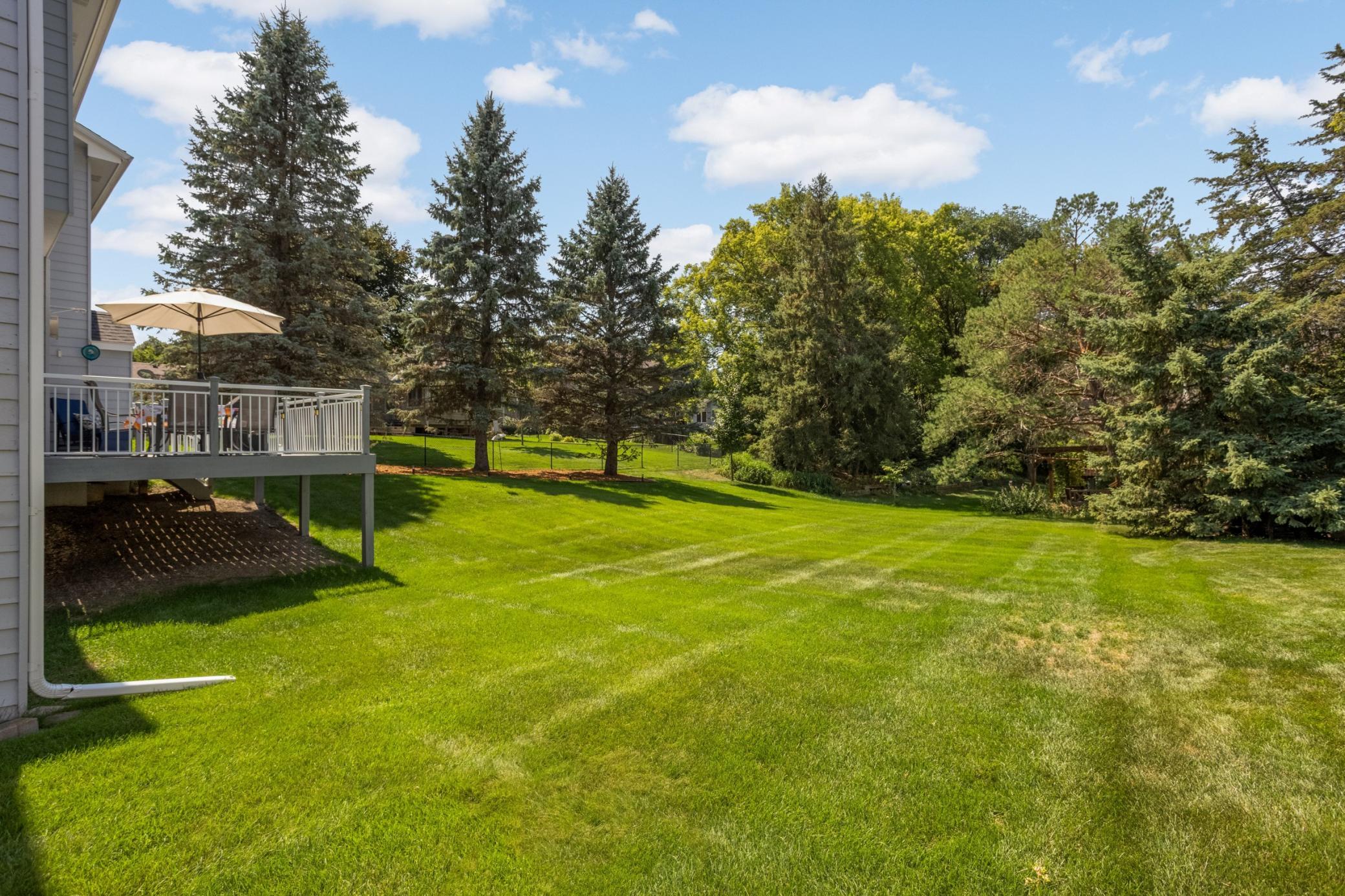 The yard is private and offers plenty of room for whatever you need.