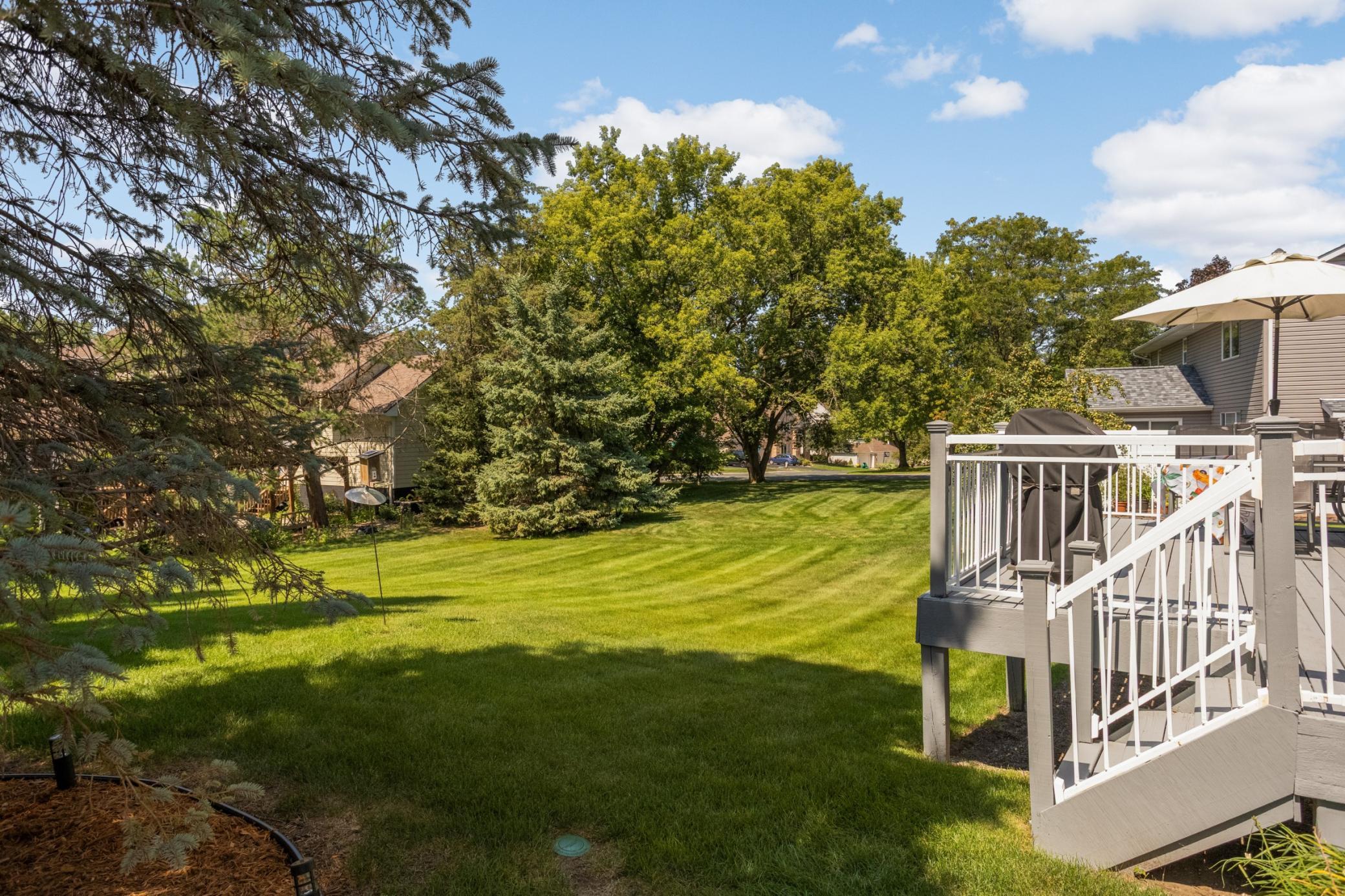 What a peaceful setting. The yard has been professionally maintained.