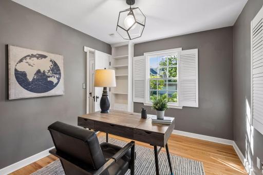 Main level bedroom is excellent flex space, currently used as office.