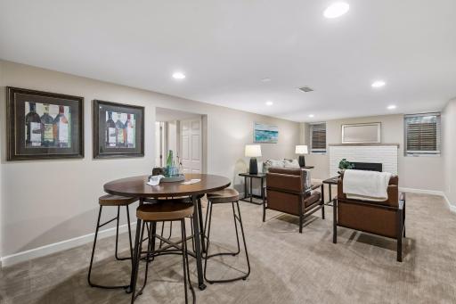 Beautifully remodeled basement features a wet bar, an additional full bathroom, a spacious family room, and another flexible space that works as an office, workout room, or nonconforming 5th bedroom.