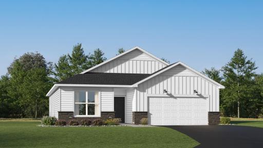 (Exterior rendering, actual home's finishes will vary.)