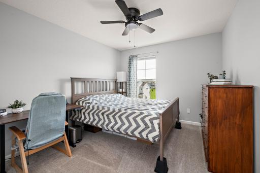 3rd Bedroom upper level with new ceiling fan - 3 bedrooms on same level!
