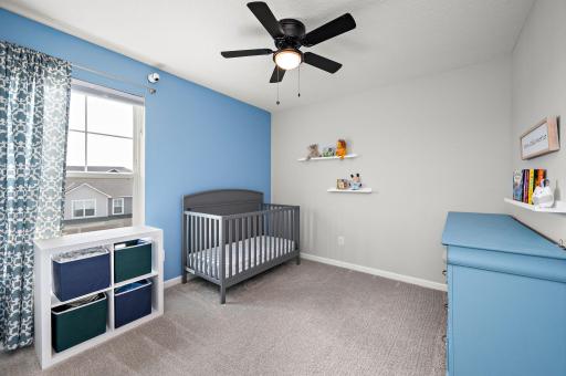 2nd Bedroom upper level with new ceiling fan - 3 bedrooms on same level!
