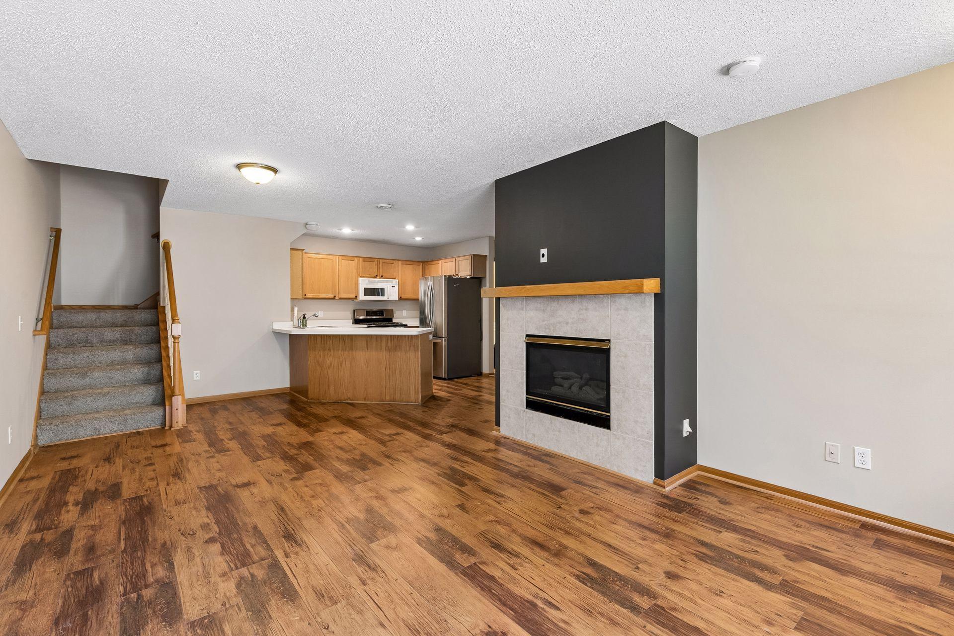 Gas fireplace with striking accent wall