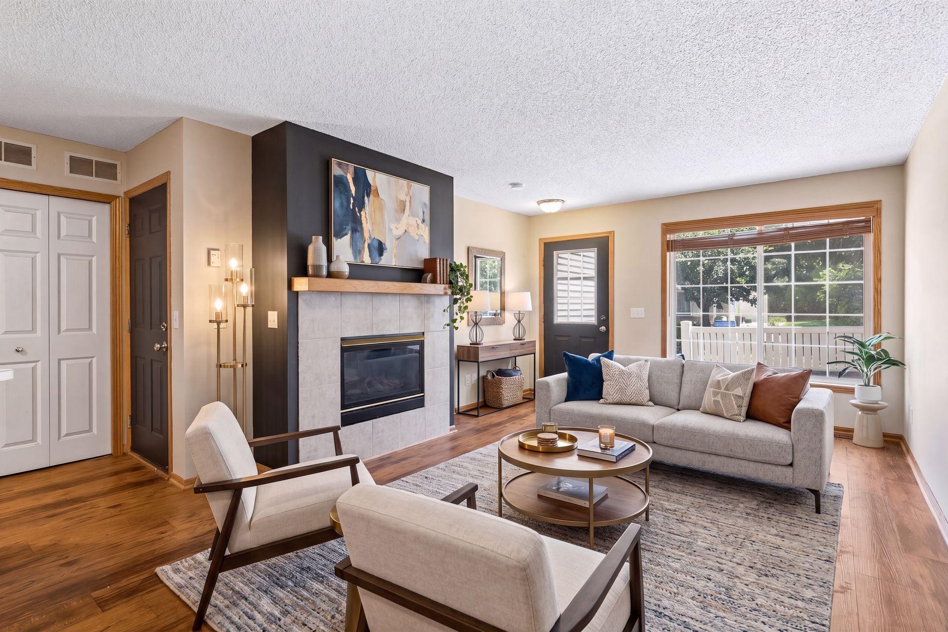 Virtually staged living room area-spacious and comfortable!