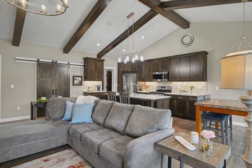 Shiplap vaulted ceiling creates a stunning visual effect!