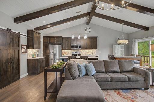 Rich kitchen cabinetry adds warmth & dimension!