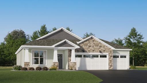 (Exterior rendering, actual home's finishes will vary.)