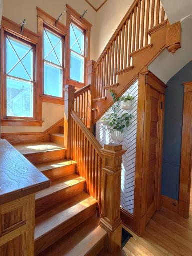 Another shot of the front staircase with all the light from the three windows