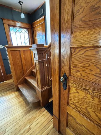 The home has so many details from the leaded glass to the door handles