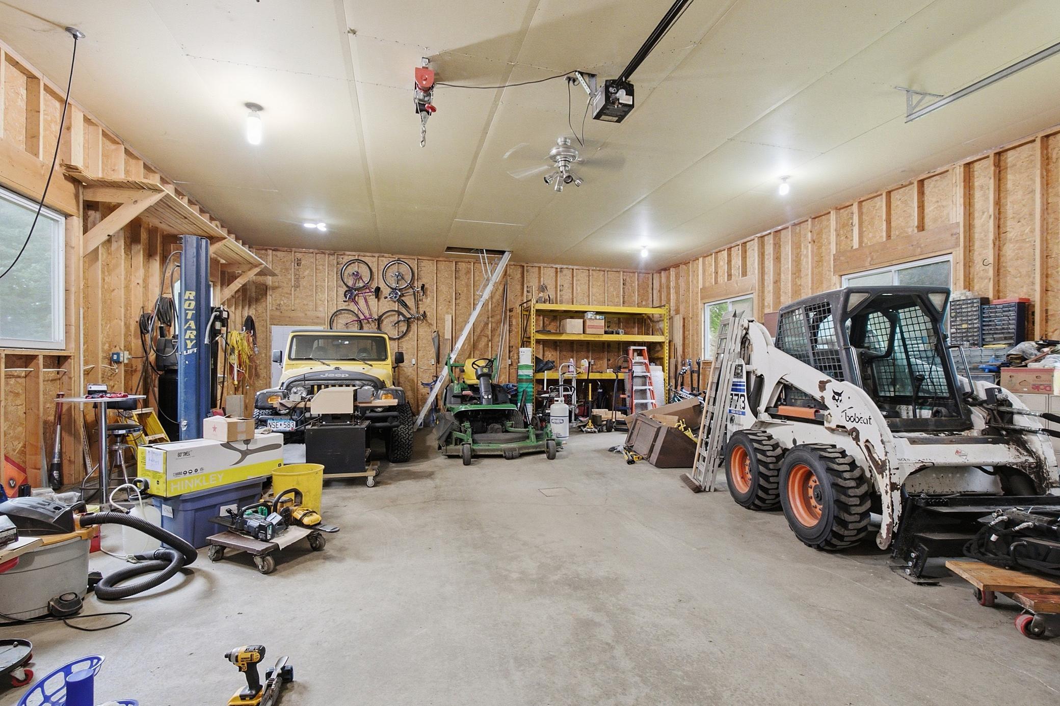 Interior of the detached garage