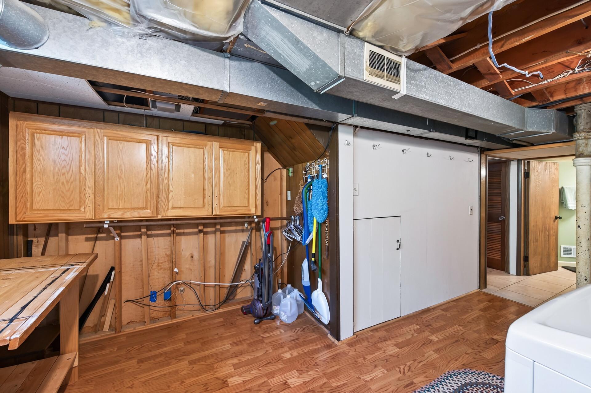 So much storage in the lower level and above the garage!