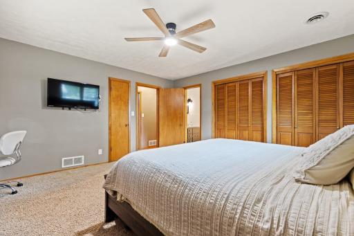 The primary bedroom also features double closets!