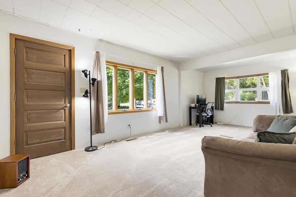 A cozy living room flooded with natural light!