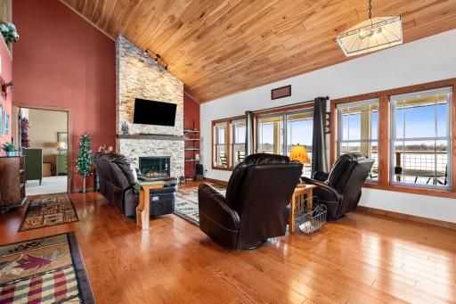 Fireplace is a great centerpiece in this living room