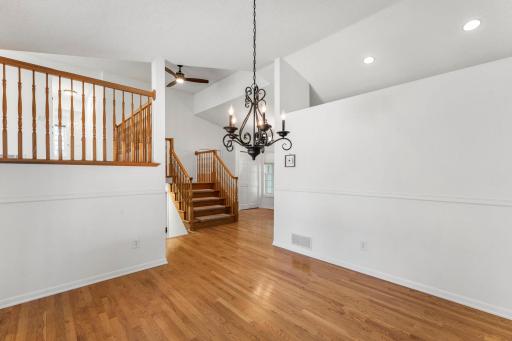 Dining area on main level with vaulted ceiling