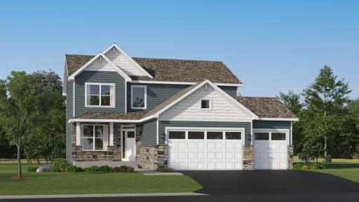 (Exterior rendering, actual home's finishes will vary.)