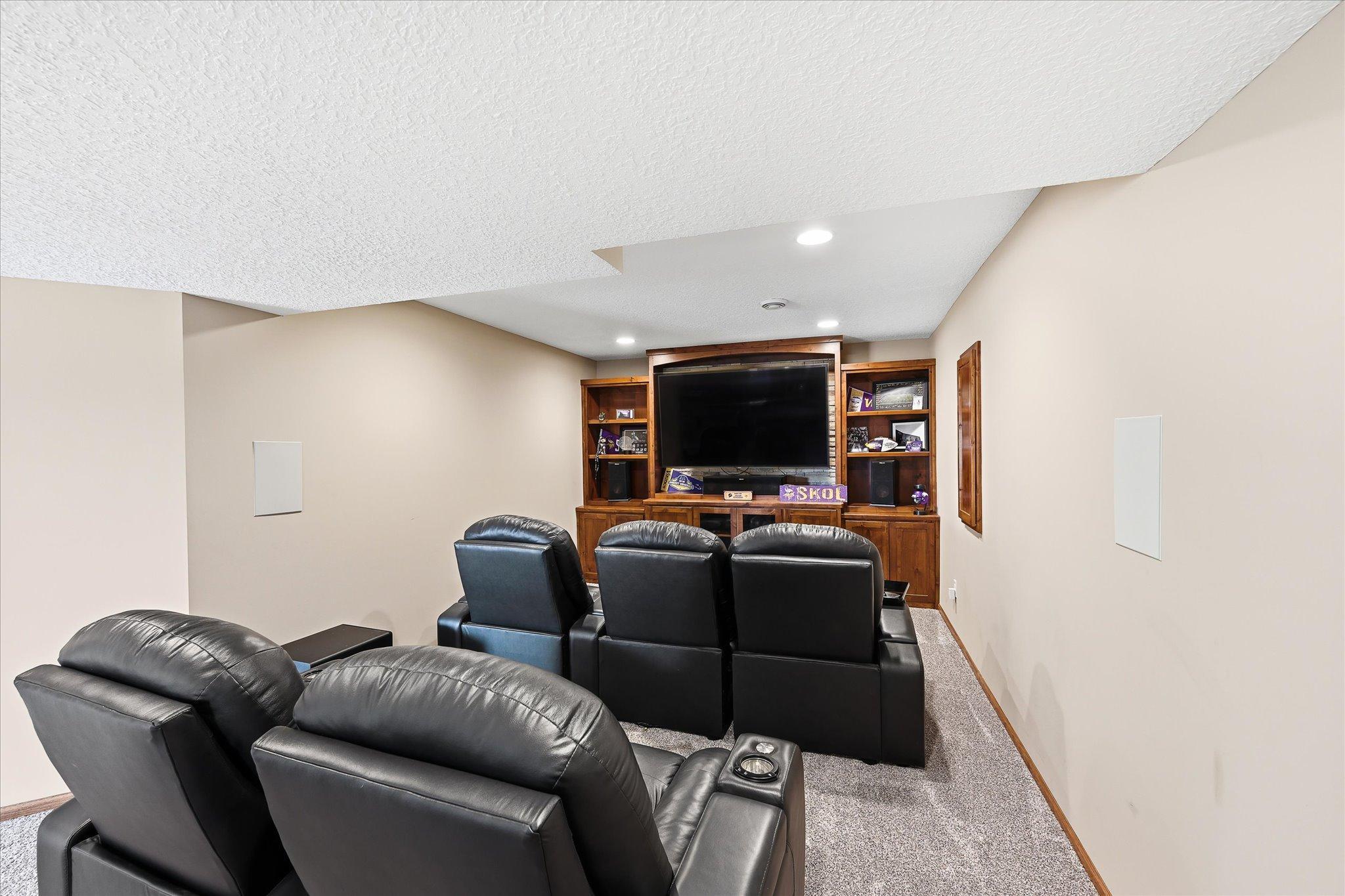 Dedicated home theater designed for movie nights and relaxation.