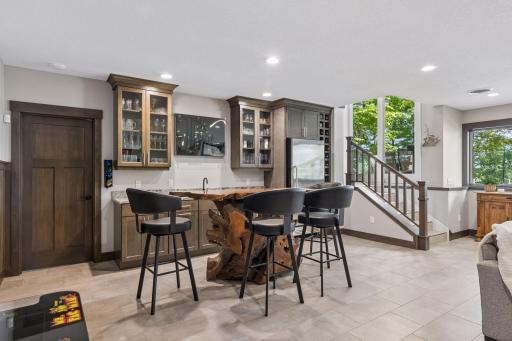 Wet bar with built in ice maker, commercial stainless steel refrigerator, all you need!