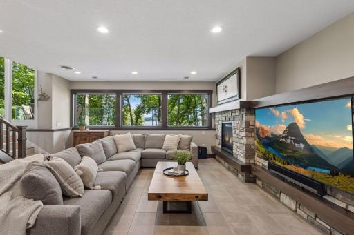 Lower level family room, modern organic finishes.