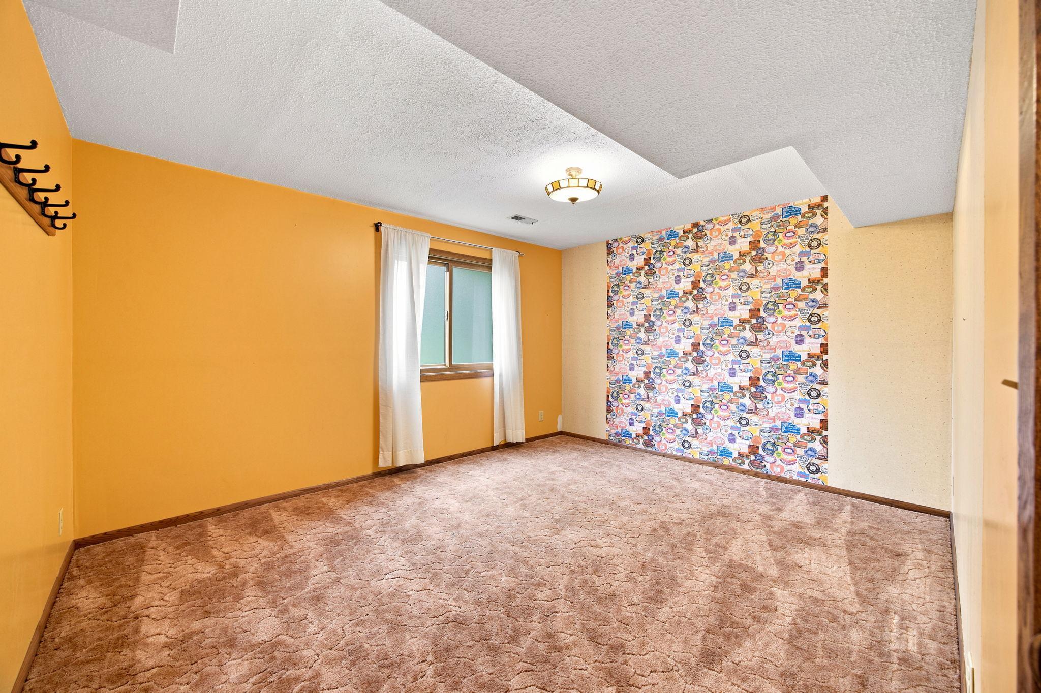 Lower level non conforming bedroom as it has no closet.