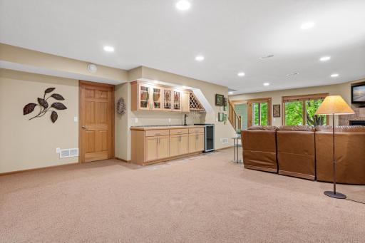 Expansive walkout lower-level family room.