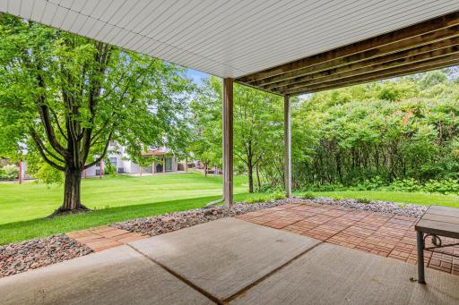 The lower-level patio is a great place to enjoy dining alfresco or playing in the expansive yard.