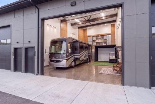 Virtually Staged-RV storage becomes an experience of its own with room to park, entertain, relax, and enjoy the space year-round.