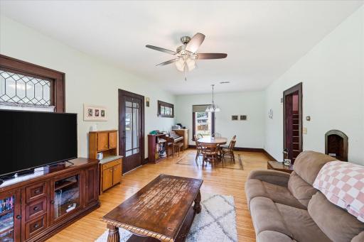 Harwood floors on the main level living room and dining rrom.