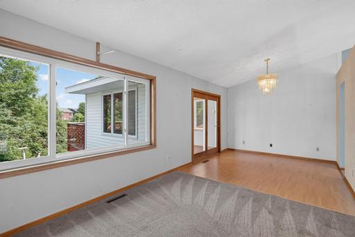 Main level: living room (looking into the dining room)