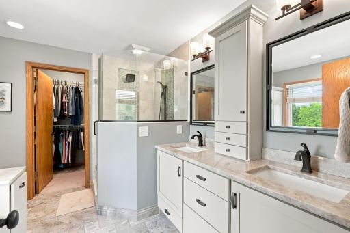 Large primary bathroom with walk-in closet
