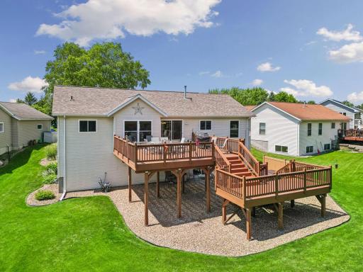 An expansive backyard deck with plenty of room to entertain or simply unwind.