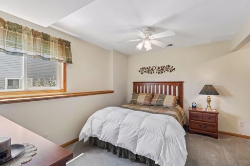 The private fourth bedroom is tucked away on the lower level.