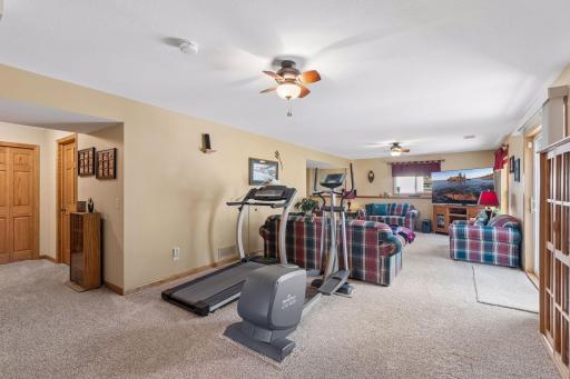 Currently set up as a family room and home gym.