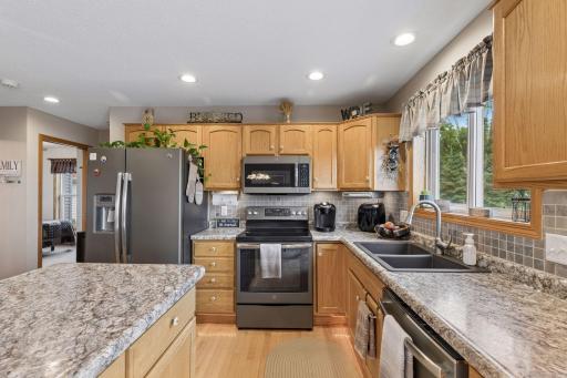 pdated stainless steel appliances and a modern sink complete the kitchen.